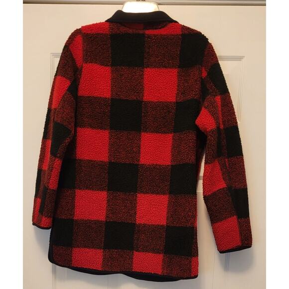 Old Navy Red & Black Plaid Coat By Old Navy Size XS Zip & Snap - Picture 2 of 16